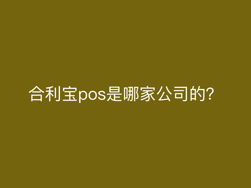 屹掌柜pos是哪家公司的？