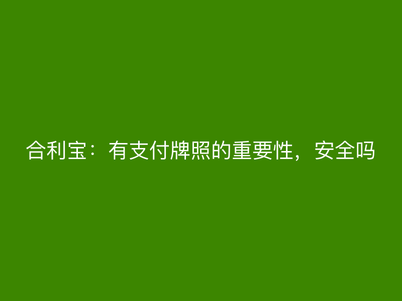 屹掌柜：有支付牌照的重要性，安全吗