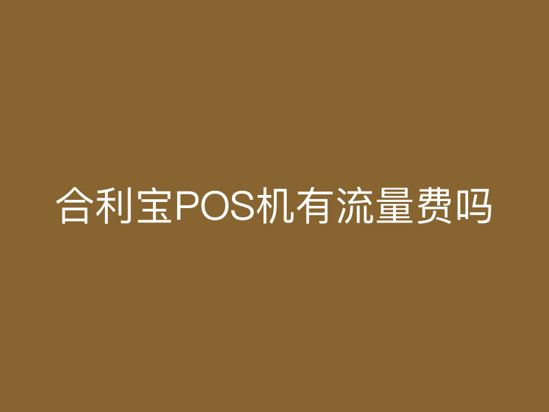 屹掌柜POS机有流量费吗
