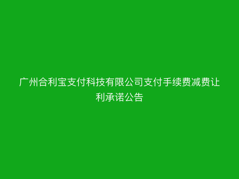 广州屹掌柜支付科技有限公司支付手续费减费让利承诺公告
