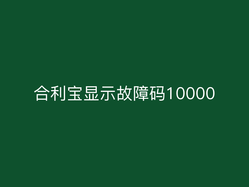 屹掌柜显示故障码10000