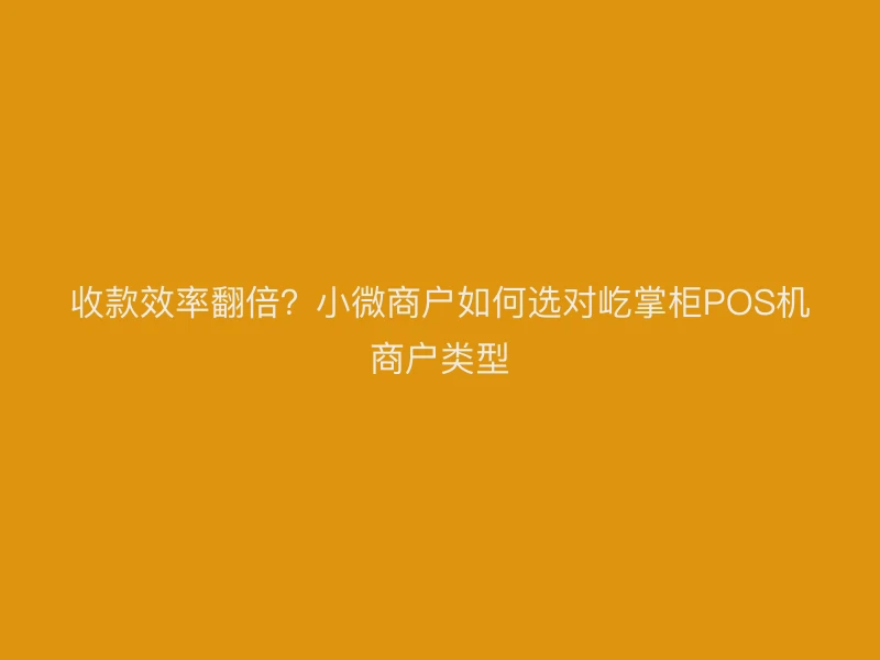 收款效率翻倍？小微商户如何选对屹掌柜POS机商户类型