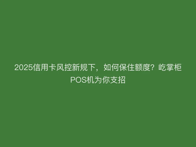 2025信用卡风控新规下，如何保住额度？屹掌柜POS机为你支招
