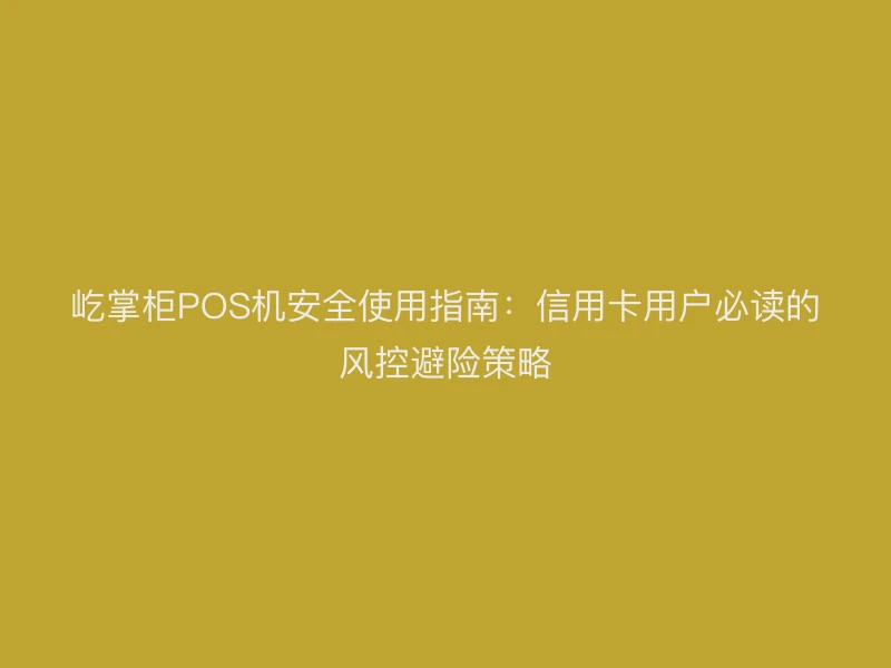 屹掌柜POS机安全使用指南：信用卡用户必读的风控避险策略